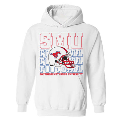 SMU - NCAA Football : Will Locke - White Hooded Sweatshirt-0
