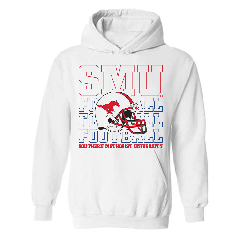 SMU - NCAA Football : Jahkai Lang - White Hooded Sweatshirt-0
