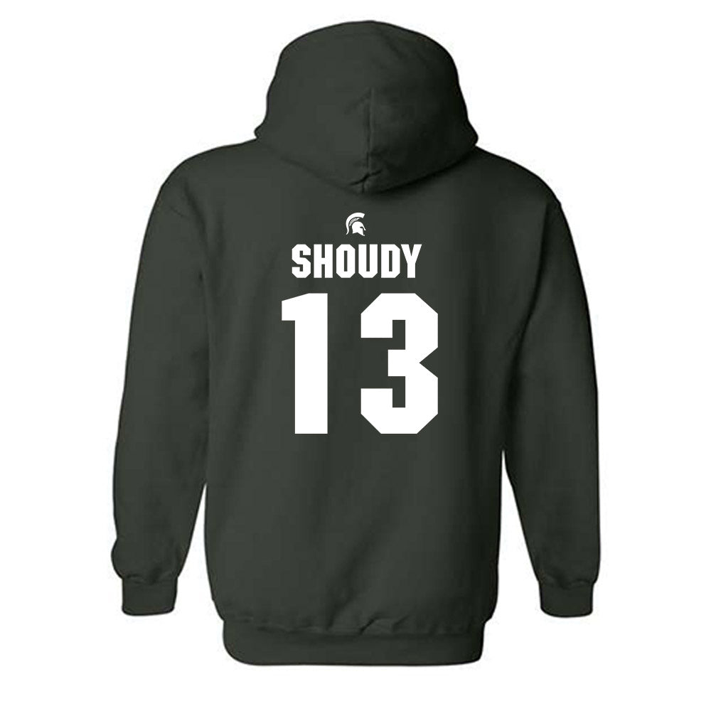 Michigan State - NCAA Men's Ice Hockey : Tiernan Shoudy - Generic Shersey Hooded Sweatshirt-1