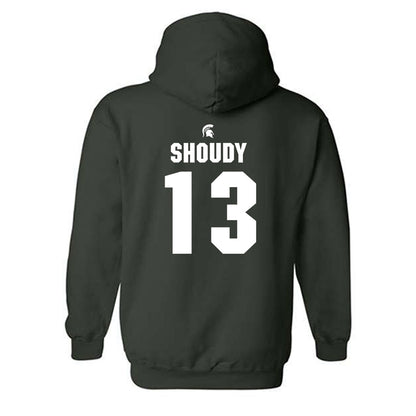 Michigan State - NCAA Men's Ice Hockey : Tiernan Shoudy - Generic Shersey Hooded Sweatshirt-1