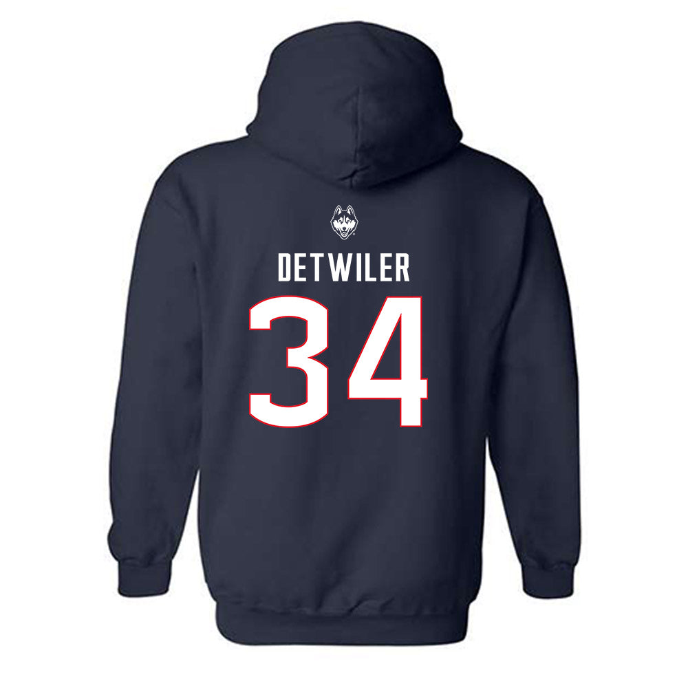 UConn - NCAA Baseball : Bryce Detwiler - Sports Shersey Hooded Sweatshirt-1