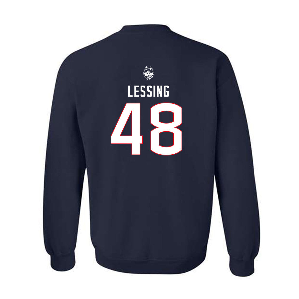 UConn - NCAA Baseball : Justin Lessing - Sports Shersey Crewneck Sweatshirt-1