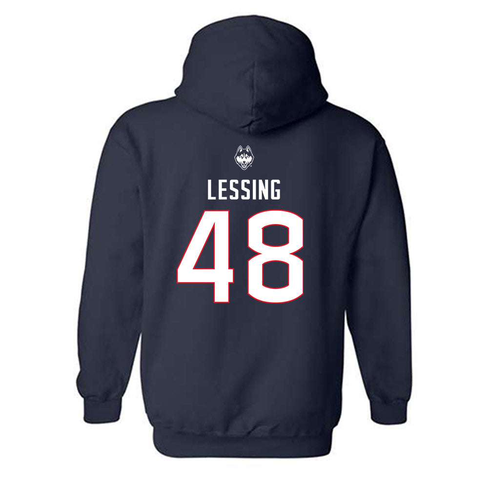 UConn - NCAA Baseball : Justin Lessing - Sports Shersey Hooded Sweatshirt-1