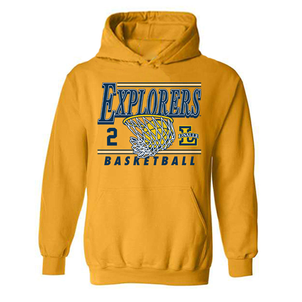 La Salle - NCAA Men's Basketball : Corey McKeithan - Generic Shersey Hooded Sweatshirt-0