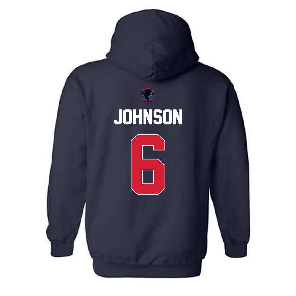 DePaul - NCAA Men's Basketball : Jonas Johnson - Sports Shersey Hooded Sweatshirt-1