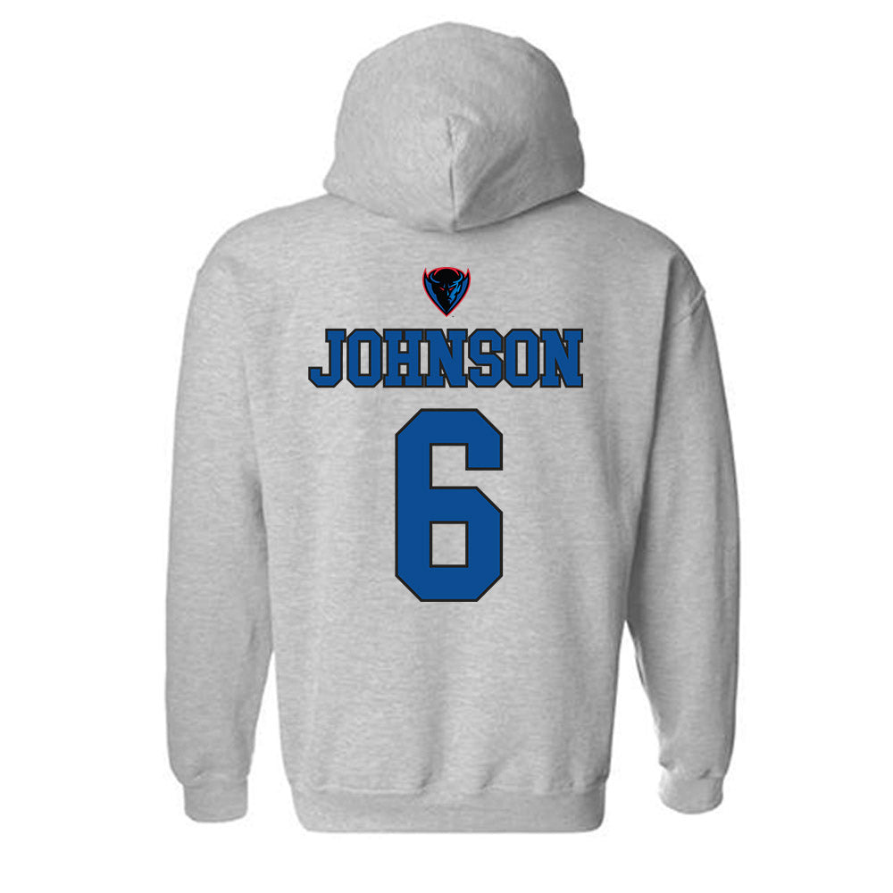 DePaul - NCAA Men's Basketball : Jonas Johnson - Sports Shersey Hooded Sweatshirt-1