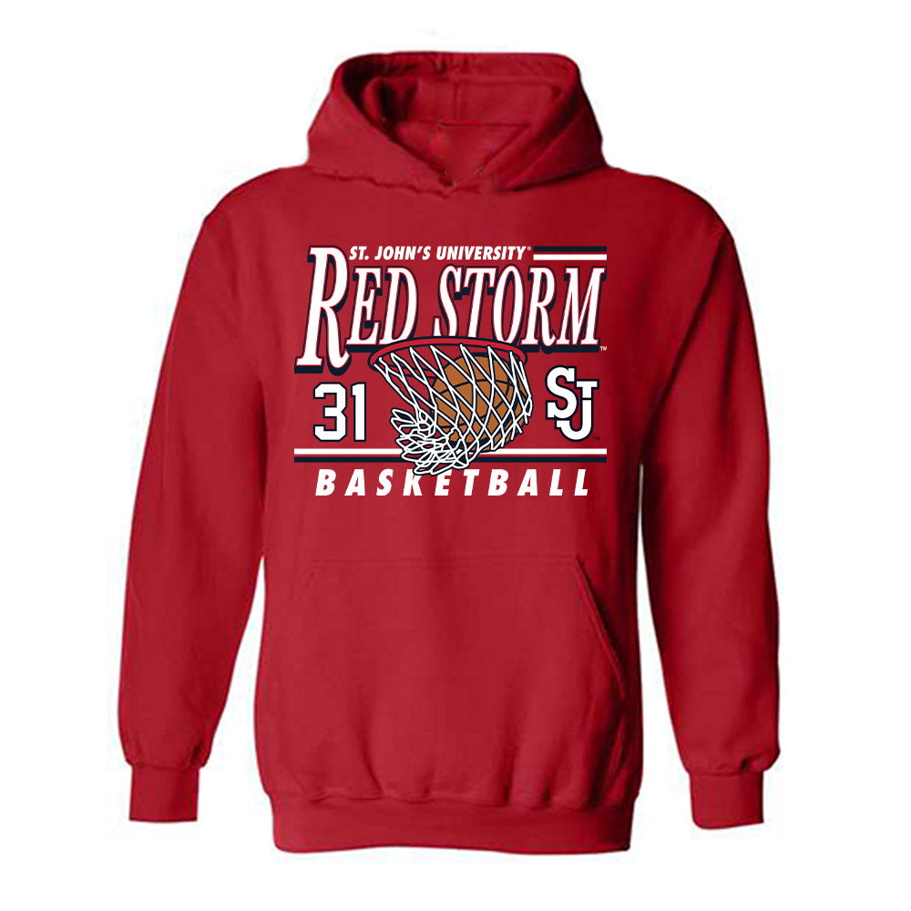 St. Johns - NCAA Men's Basketball : Lefteris Liotopoulos - Sports Shersey Hooded Sweatshirt-0