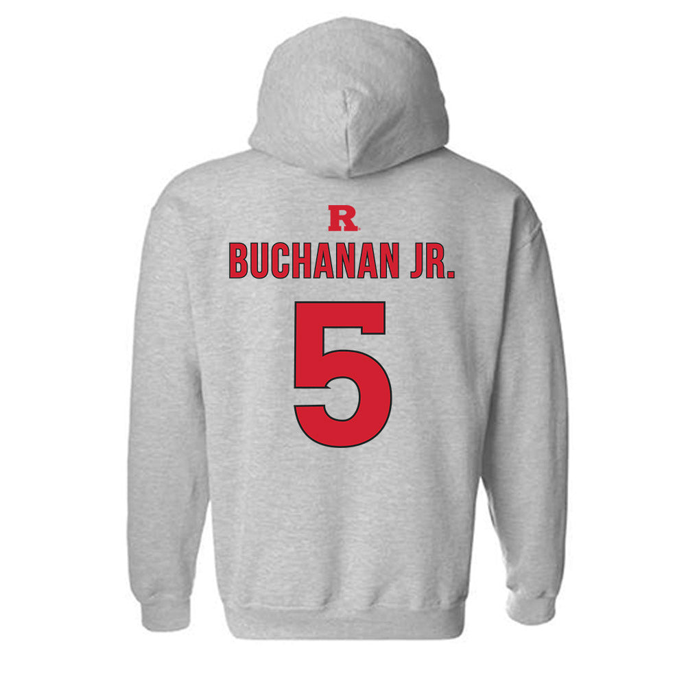 Rutgers - NCAA Men's Basketball : Darren Buchanan Jr. - Sports Shersey Hooded Sweatshirt-1