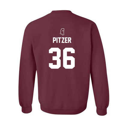 Mississippi State - NCAA Baseball : Tyler Pitzer - Sports Shersey Crewneck Sweatshirt-1