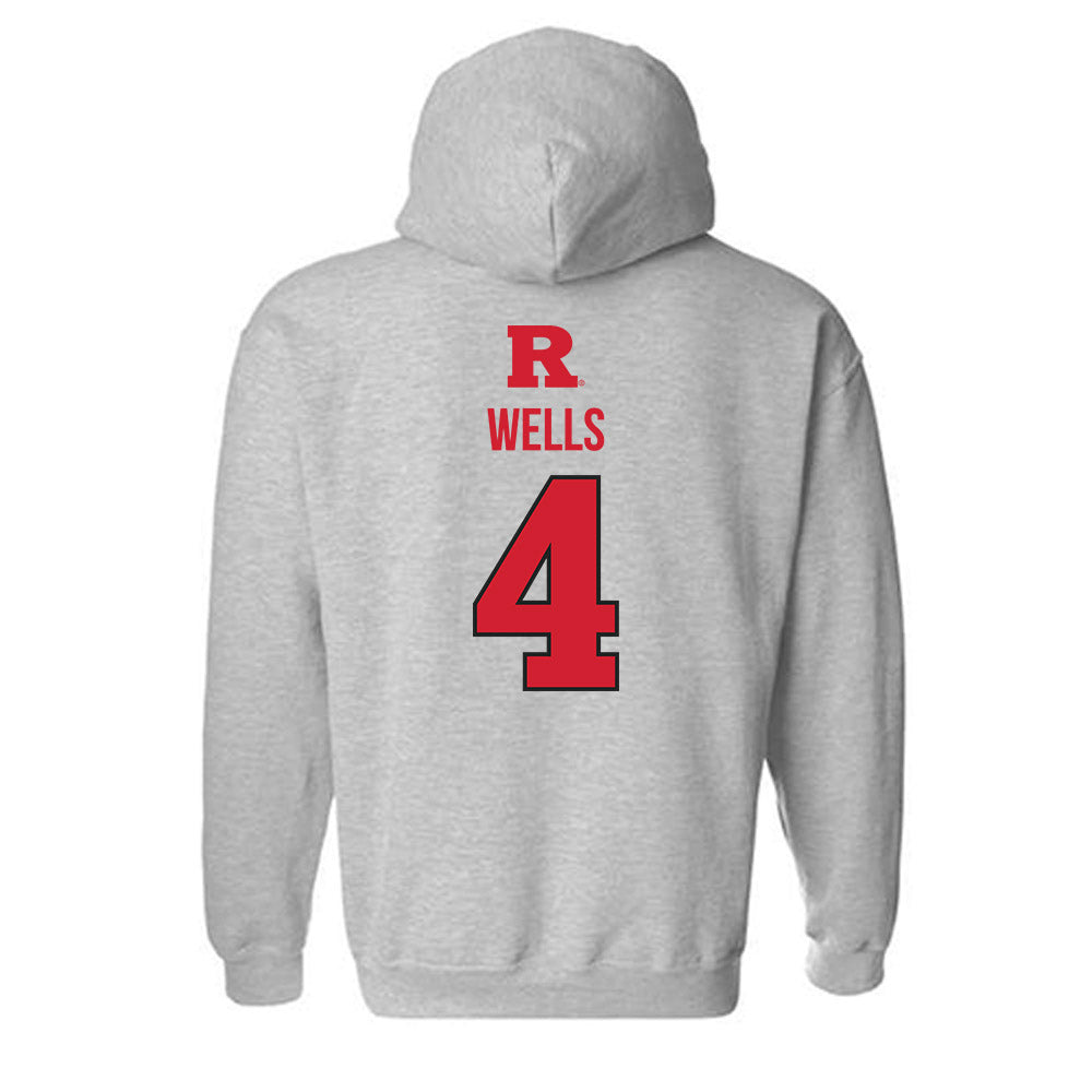 Rutgers - NCAA Baseball : Trey Wells - Sport Shersey Hooded Sweatshirt-1
