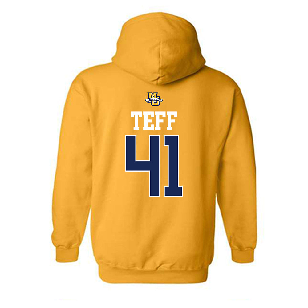 Marquette - NCAA Men's Lacrosse : Troy Teff - Sports Shersey Hooded Sweatshirt-1