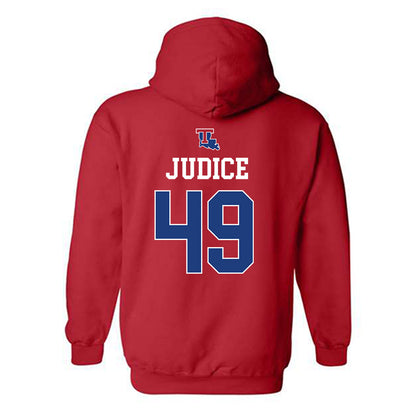 LA Tech - NCAA Baseball : Ethan Judice - Sports Shersey Hooded Sweatshirt-1