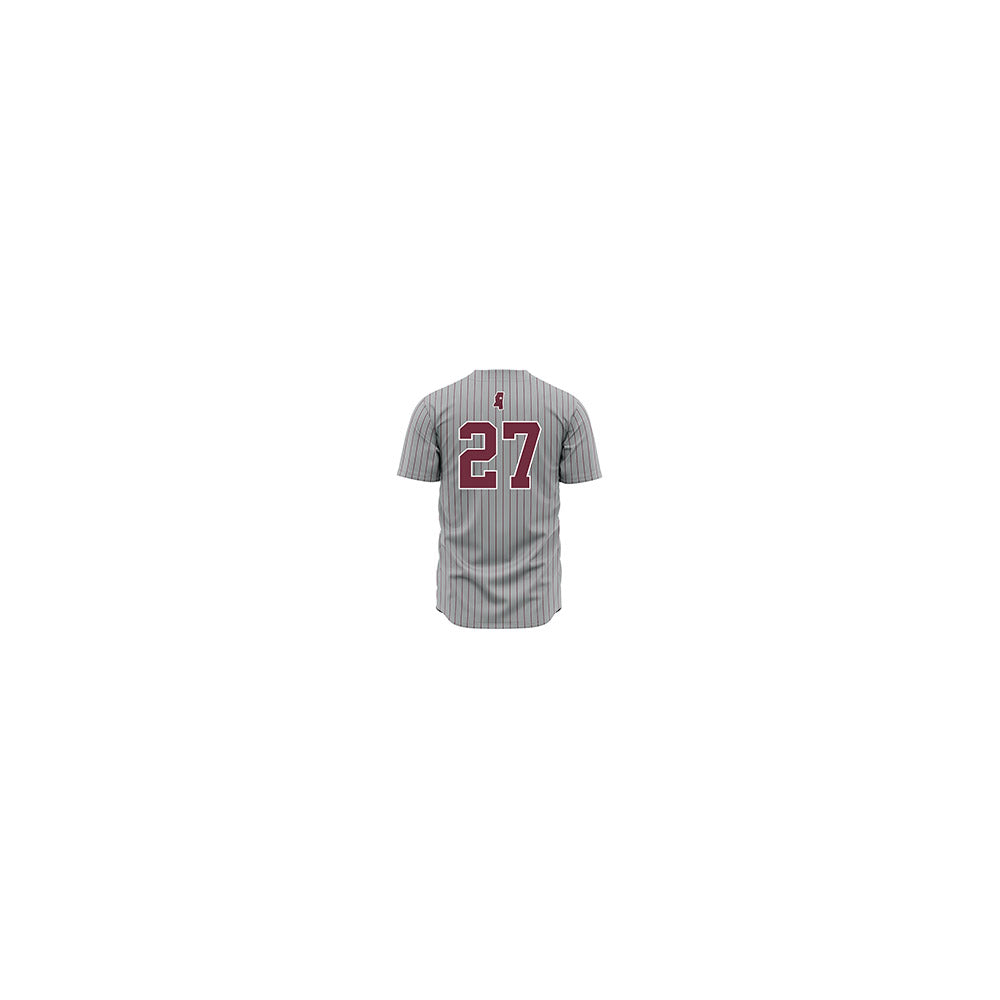 Mississippi State - NCAA Baseball : Peter Mershon - Gray Pinstripes Jersey-1