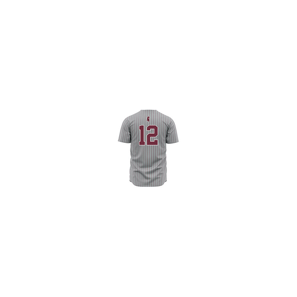 Mississippi State - NCAA Baseball : Chone James - Gray Pinstripes Jersey-1