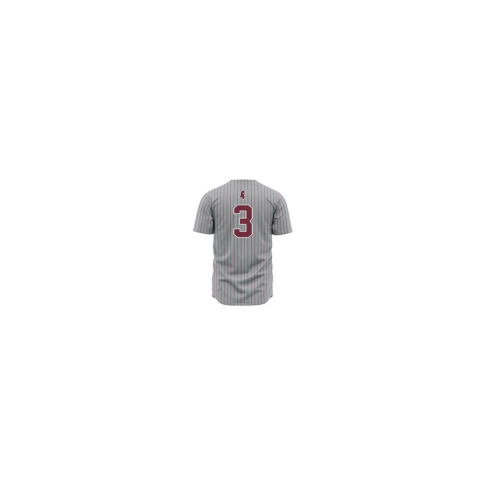 Mississippi State - NCAA Baseball : Ace Reese - Gray Pinstripes Jersey-1