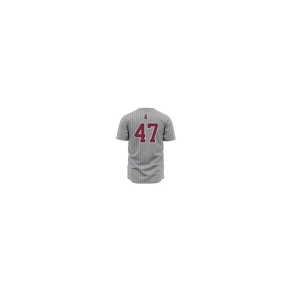 Mississippi State - NCAA Baseball : JT Schnoor - Gray Pinstripes Jersey-1