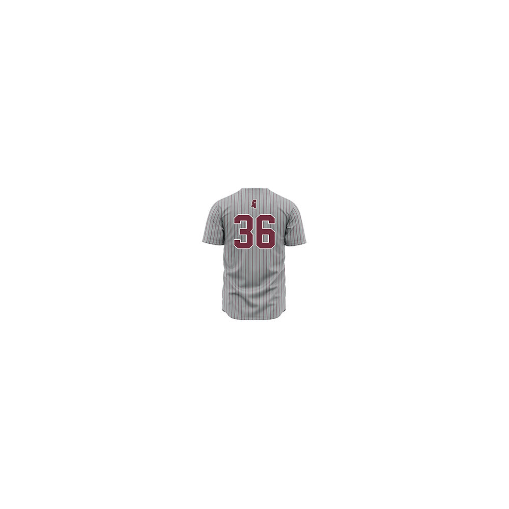 Mississippi State - NCAA Baseball : Tyler Pitzer - Gray Pinstripes Jersey-1