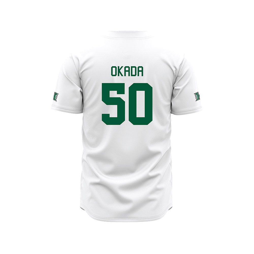 Hawaii - NCAA Baseball : Caleb Okada - White Jersey-1
