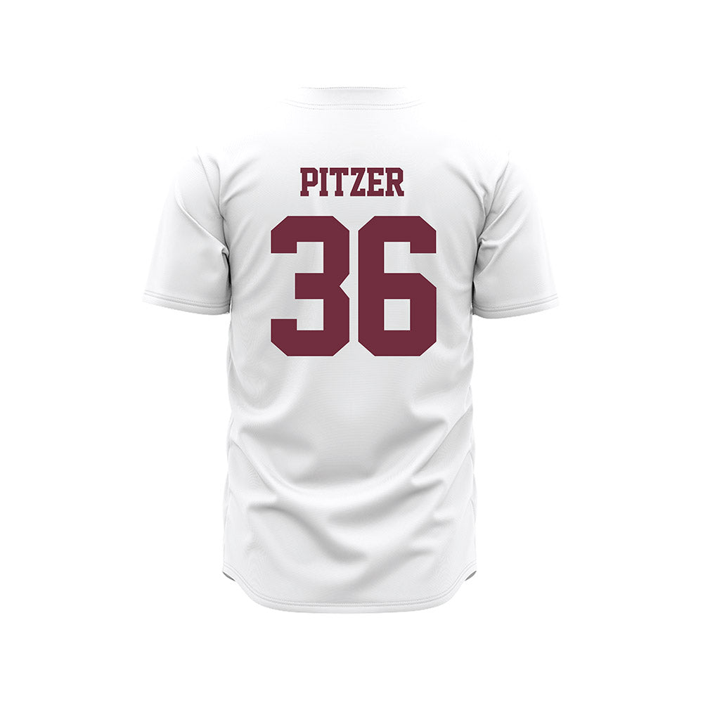 Mississippi State - NCAA Baseball : Tyler Pitzer - White Pinstripes Jersey-1