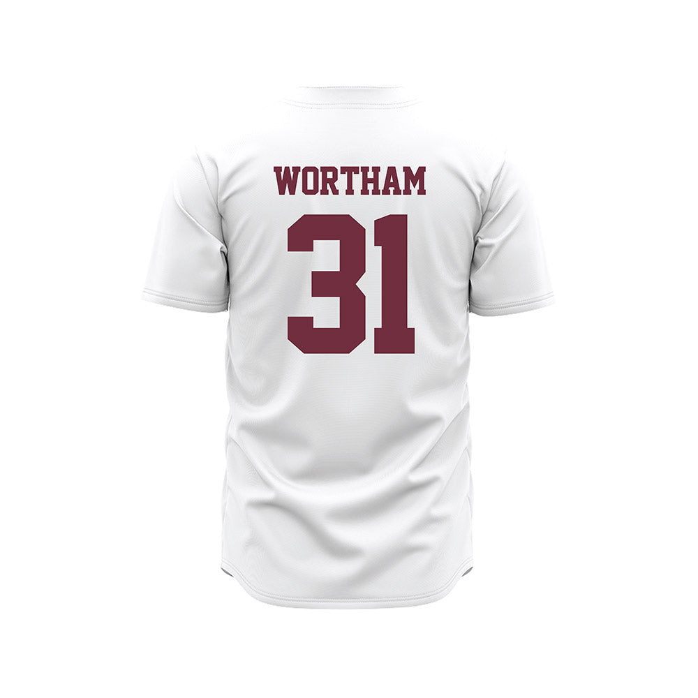 Mississippi State - NCAA Baseball : Charlie Wortham - White Pinstripes Jersey-1