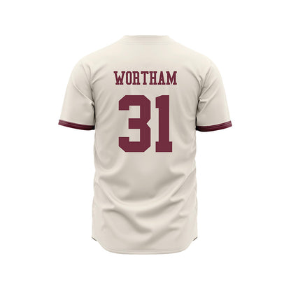 Mississippi State - NCAA Baseball : Charlie Wortham - Cream Jersey-1