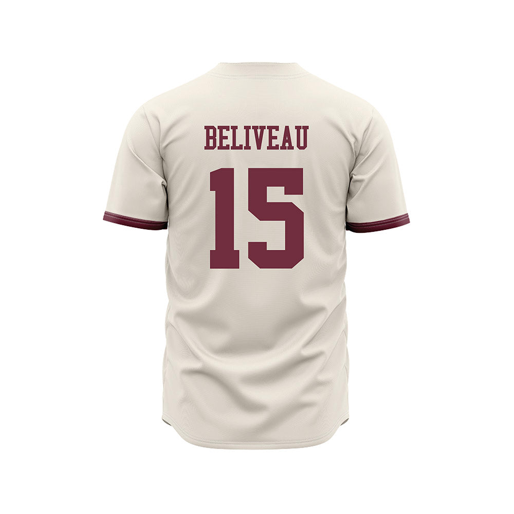 Mississippi State - NCAA Baseball : Tanner Beliveau - Cream Jersey-1