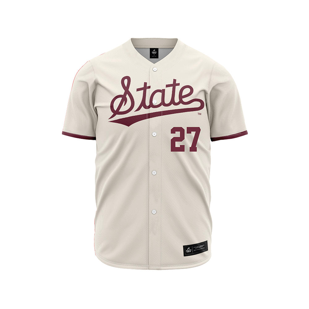 Mississippi State - NCAA Baseball : Peter Mershon - Cream Jersey-0