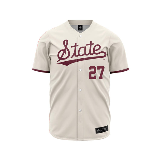 Mississippi State - NCAA Baseball : Peter Mershon - Cream Jersey-0