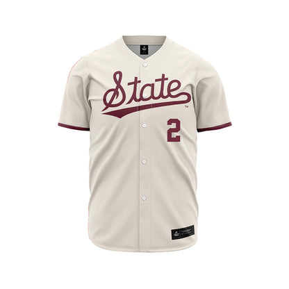 Mississippi State - NCAA Baseball : Jacob Parker - Cream Jersey-0