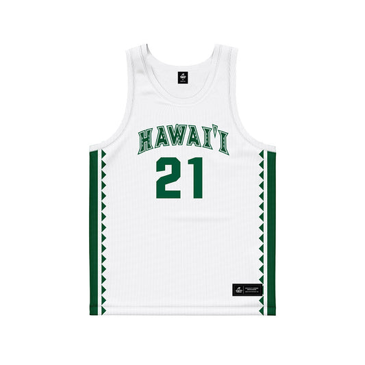 Hawaii - NCAA Men's Basketball : Lueth Awan - White Basketball Jersey-0