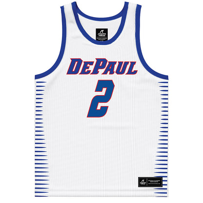 DePaul - NCAA Men's Basketball : Layden Blocker - White Basketball Jersey-0