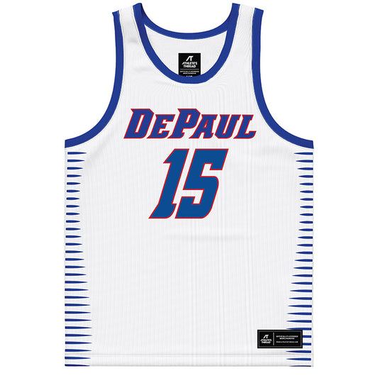 DePaul - NCAA Men's Basketball : Fabian Flores Moreno - White Basketball Jersey-0