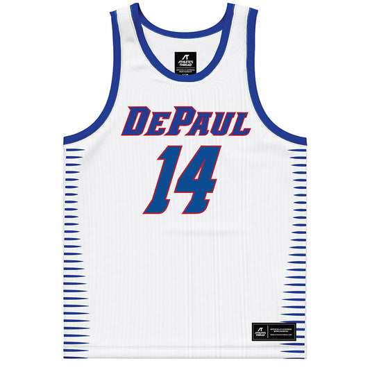 DePaul - NCAA Men's Basketball : Khaman Maker - White Basketball Jersey-0
