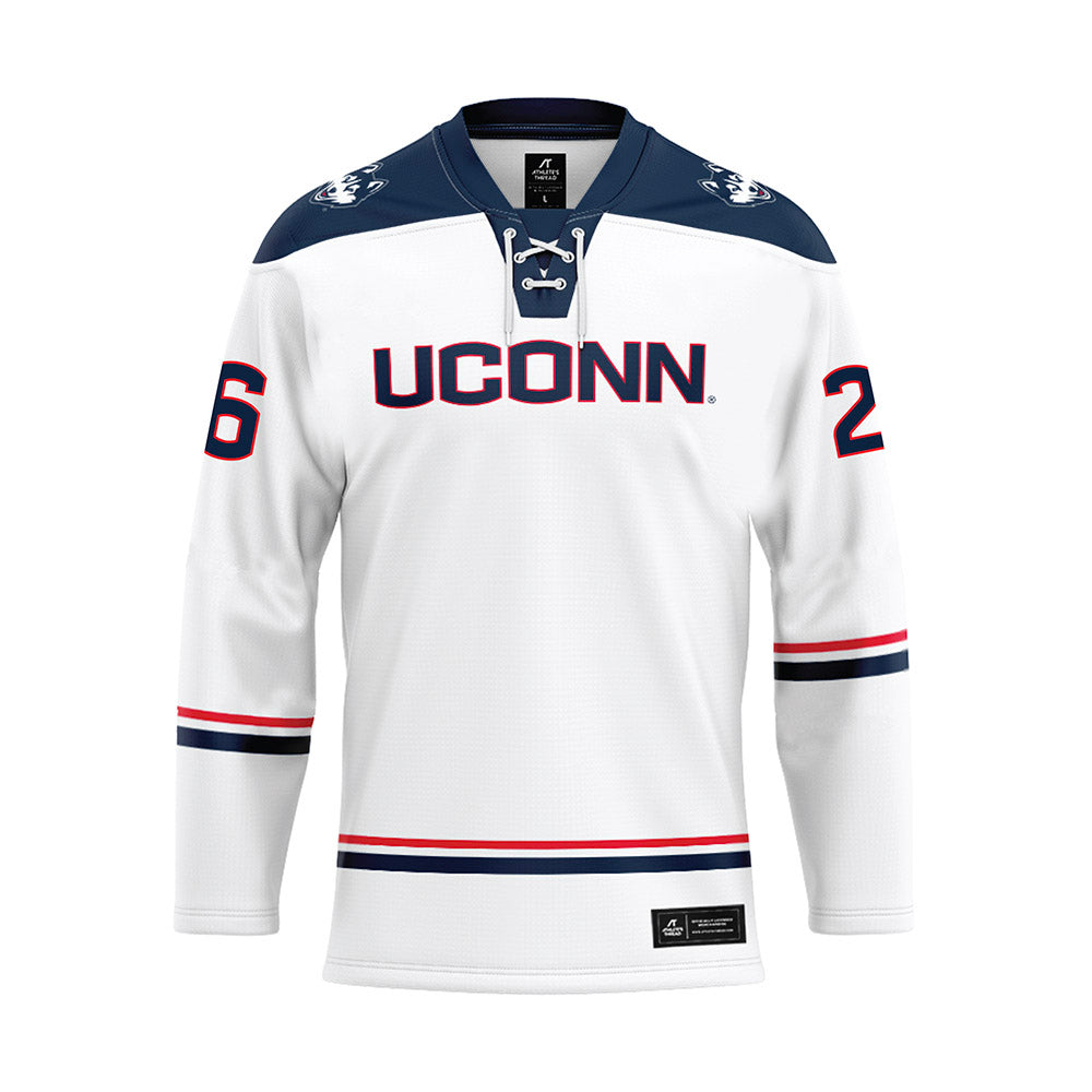 UConn - NCAA Women's Ice Hockey : Leila Ricciuti - White Hockey Jersey-0