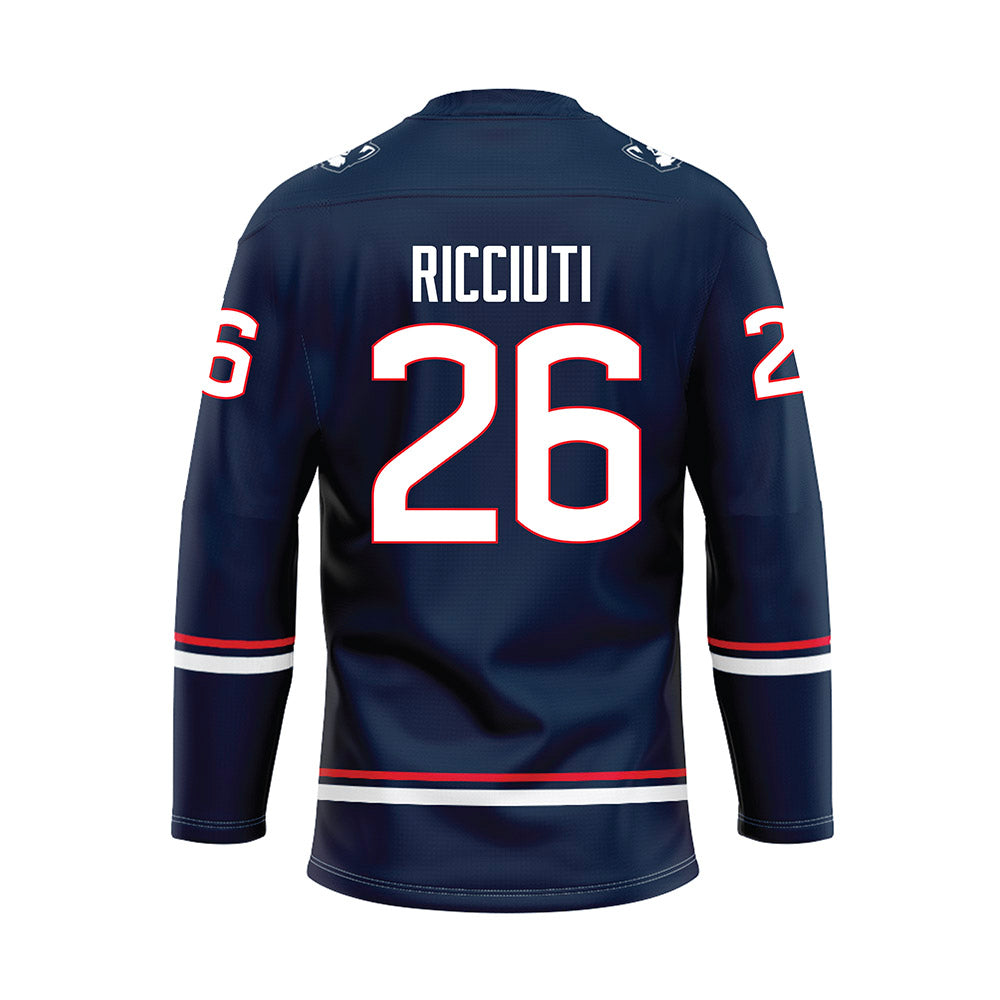 UConn - NCAA Women's Ice Hockey : Leila Ricciuti - Navy Hockey Jersey-1