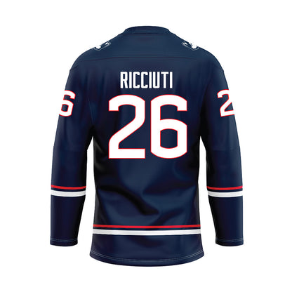 UConn - NCAA Women's Ice Hockey : Leila Ricciuti - Navy Hockey Jersey-1