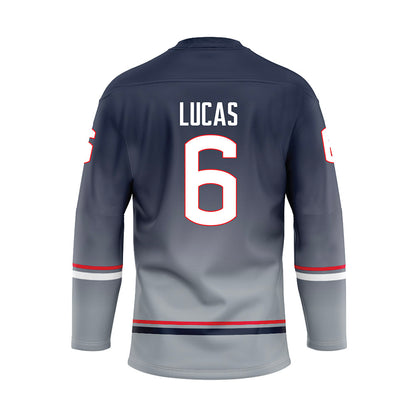 UConn - NCAA Men's Ice Hockey : Andrew Lucas - Grey Hockey Jersey