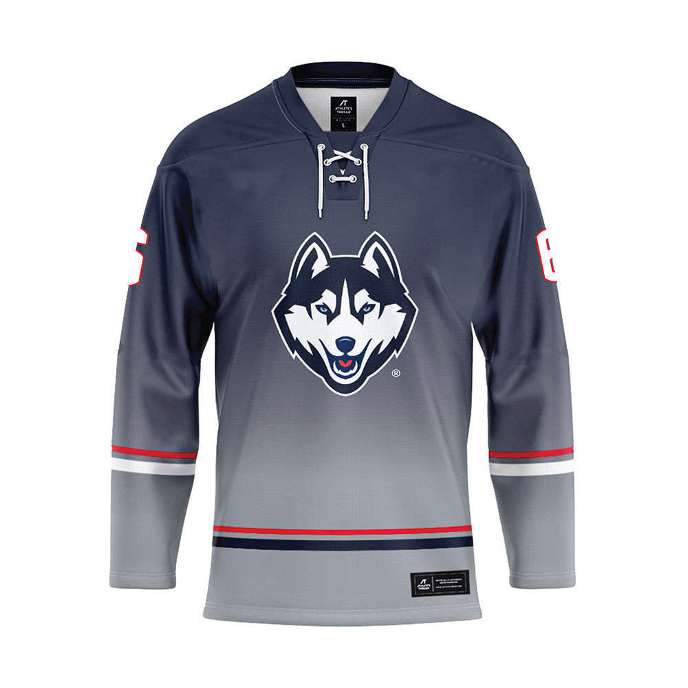 UConn - NCAA Men's Ice Hockey : Andrew Lucas - Grey Hockey Jersey
