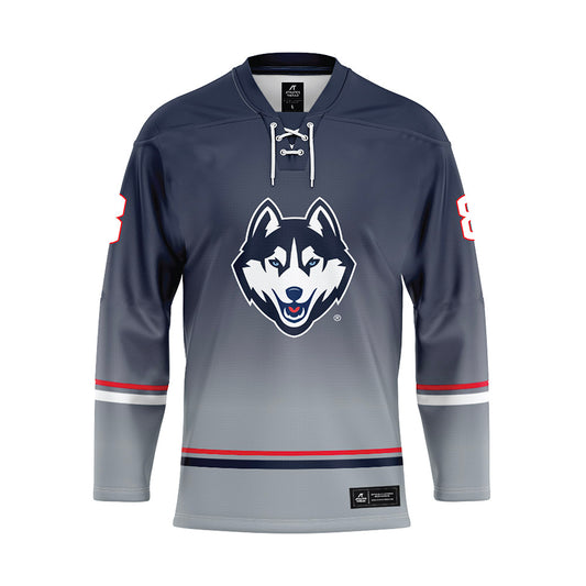UConn - NCAA Men's Ice Hockey : Joey Muldowney - Grey Hockey Jersey-0