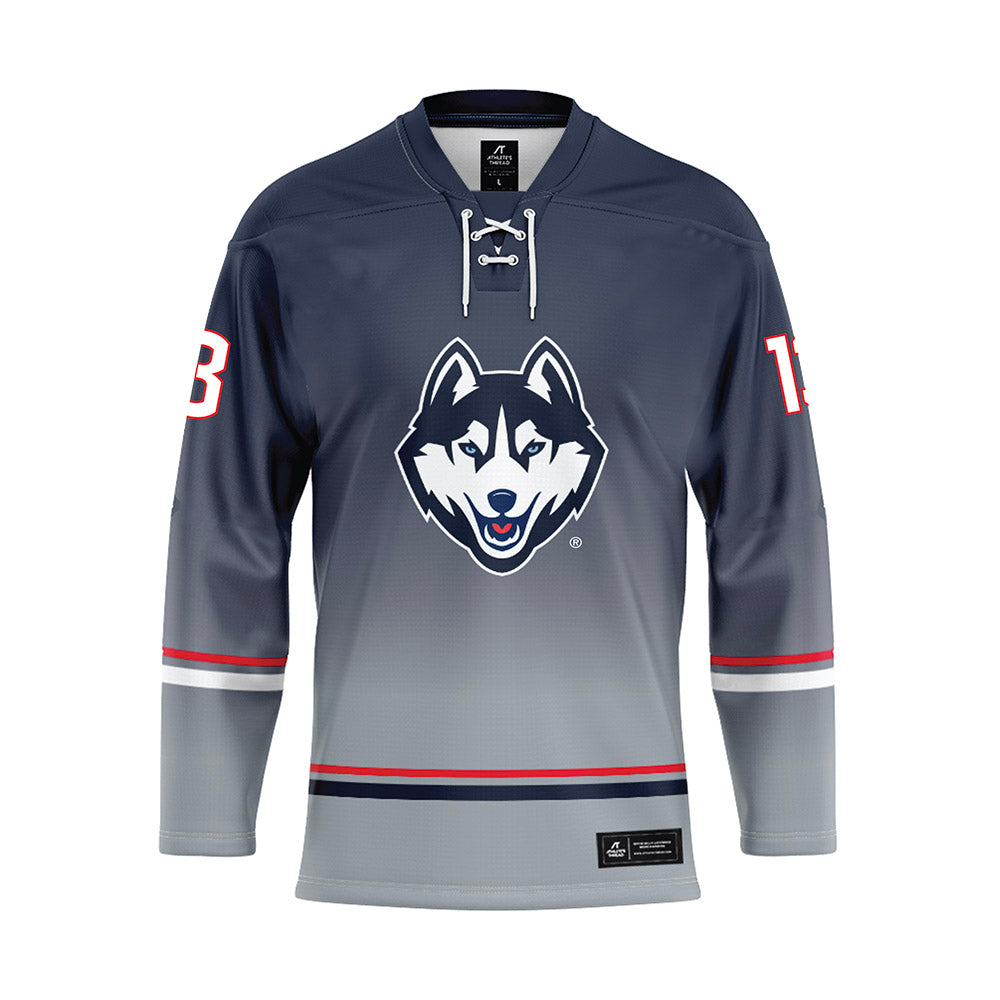 UConn - NCAA Men's Ice Hockey : Ethan Gardula - Grey Hockey Jersey-0