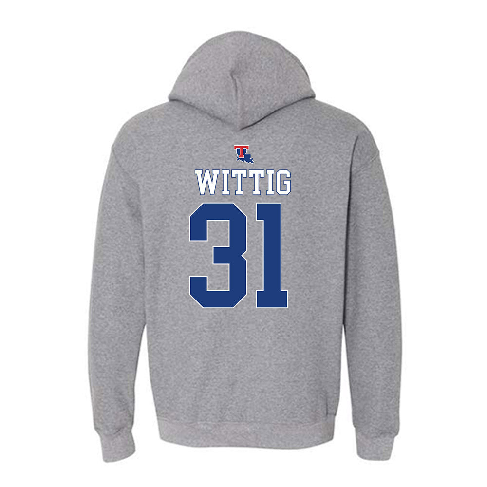 LA Tech - NCAA Baseball : Joey Wittig - Sports Shersey Hooded Sweatshirt-1