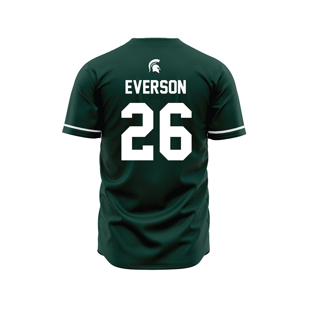 Michigan State - NCAA Baseball : Andrew Everson - Green Jersey-1