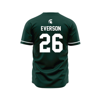 Michigan State - NCAA Baseball : Andrew Everson - Green Jersey-1