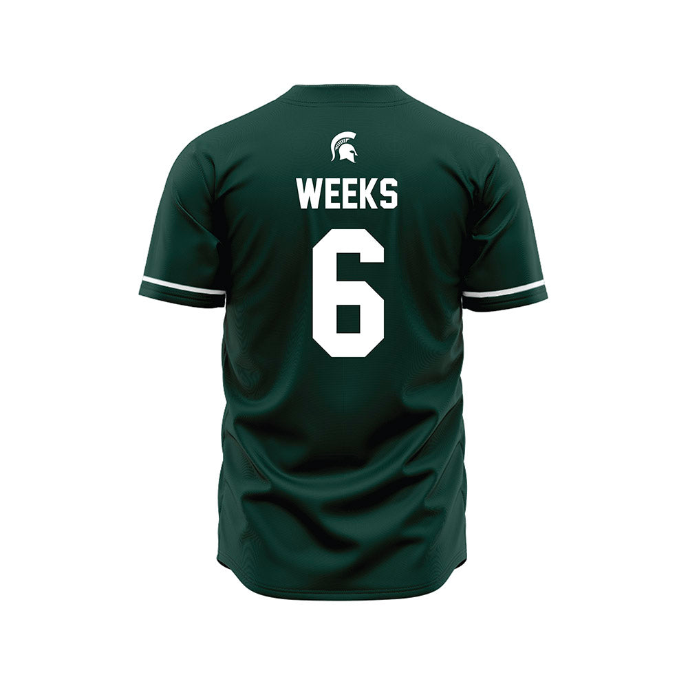 Michigan State - NCAA Baseball : Davis Weeks - Green Jersey-1