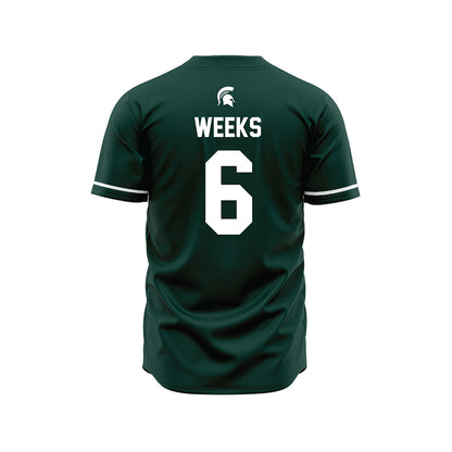 Michigan State - NCAA Baseball : Davis Weeks - Green Jersey-1