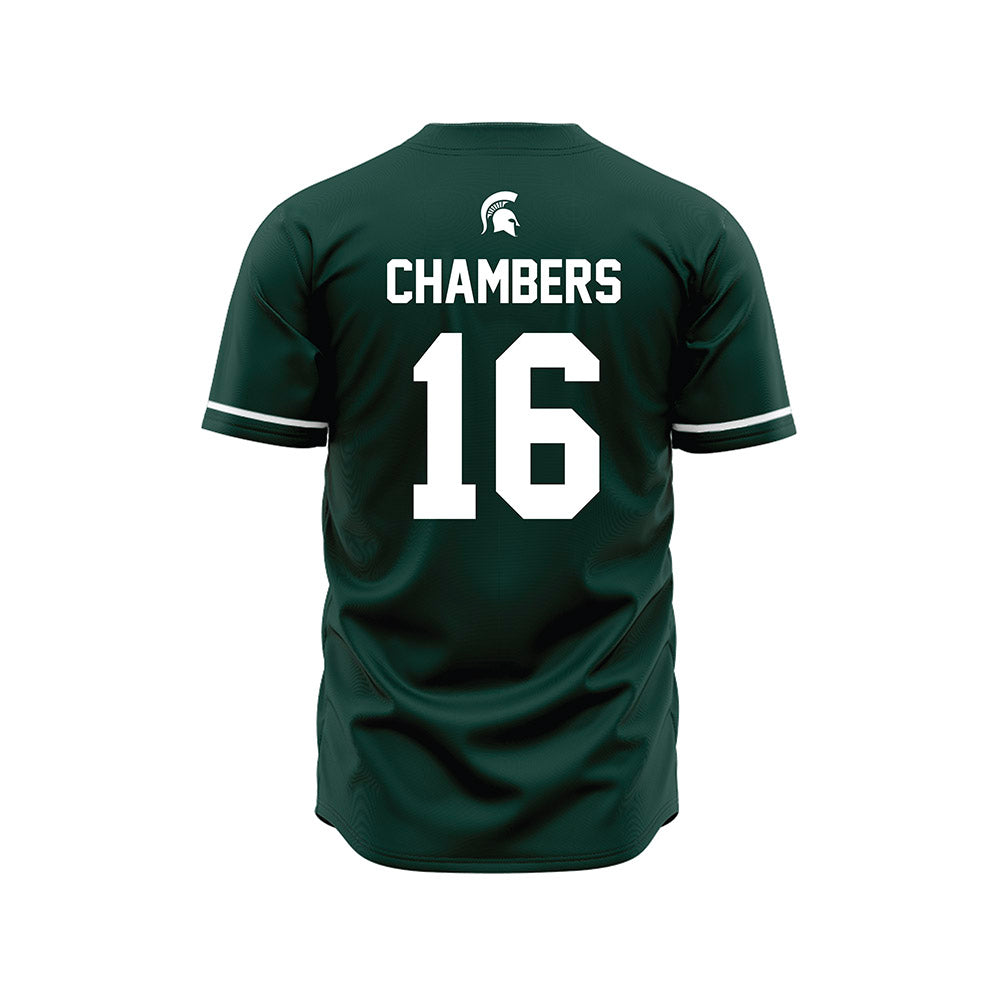 Michigan State - NCAA Baseball : Brady Chambers - Green Jersey-1