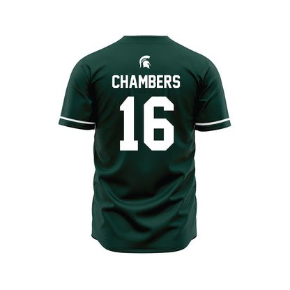 Michigan State - NCAA Baseball : Brady Chambers - Green Jersey-1