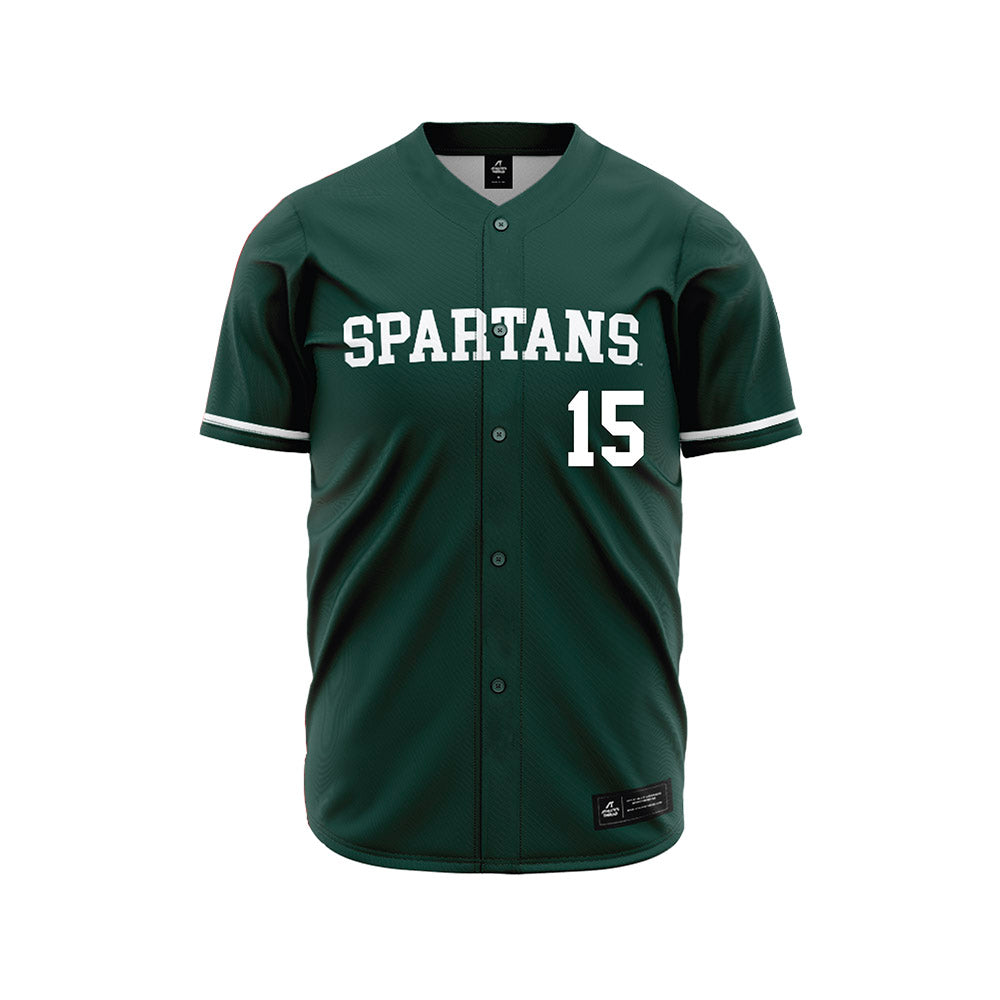 Michigan State - NCAA Baseball : Gannon Grundman - Green Jersey-0