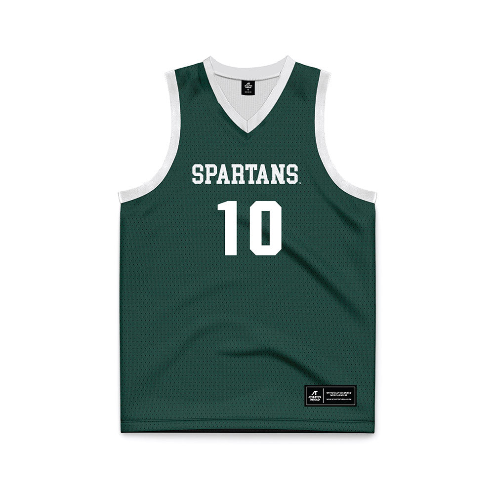Michigan State - NCAA Women's Basketball : Ines Sotelo - Green Basketball Jersey-0