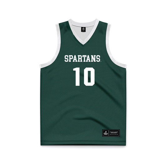 Michigan State - NCAA Women's Basketball : Ines Sotelo - Green Basketball Jersey-0